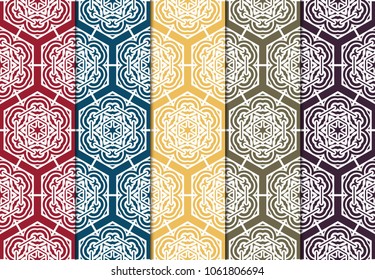 Set of modern seamless pattern background. Vector illustration for design. Abstract geometric hexagonal ornament. Fashion design, print, wallpaper geometric ornament.