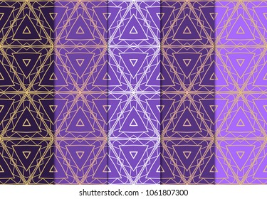 Set of modern seamless pattern background. Vector illustration for design. Abstract triangle ornament. Fashion design, print, wallpaper geometric ornament.