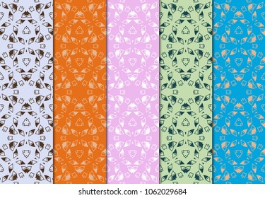 Set of modern seamless pattern background. Vector illustration for design. Abstract geometric. Fashion design, print, texture.