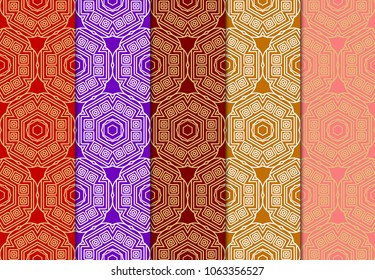 Set of modern seamless pattern background. Vector illustration for design. Abstract geometric. Fashion design, print, texture.