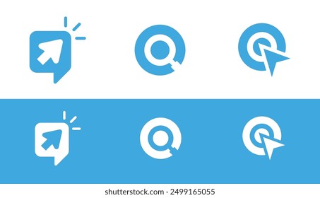 Set of Modern SEO Logo - Mouse Click Logo - Search Icon Logo Design