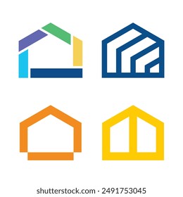 Set of modern simple home logo design. Premium Vector