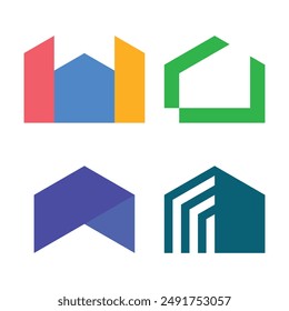 Set of modern simple home logo design. Premium Vector