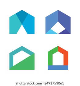 Set of modern simple home logo design. Premium Vector