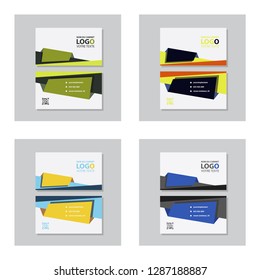 Set of modern simple light business card template with flat user interface