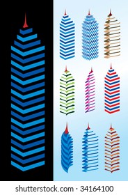 set of modern skyscraper illustrations
