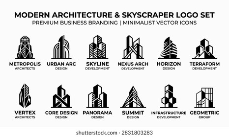 Set of modern skyscraper logos