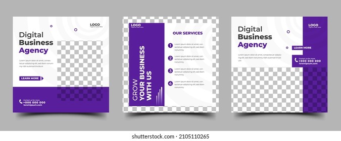 Conjunto de plantillas modernas de diseño de publicaciones en medios sociales para empresas.