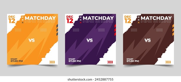 Set of modern sport match social media vector template. social media template for sport match in flat design style