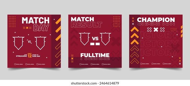 Set of modern sport match social media vector template. social media template for sport match in flat design style