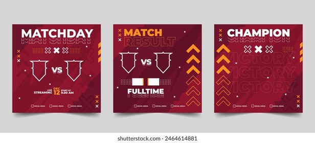 Set of modern sport match social media vector template. social media template for sport match in flat design style