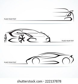 Set of modern sports car silhouettes. Vector illustration