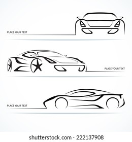 Set of modern sports car silhouettes. Vector illustration