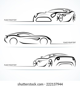 Set of modern sports car silhouettes. Vector illustration