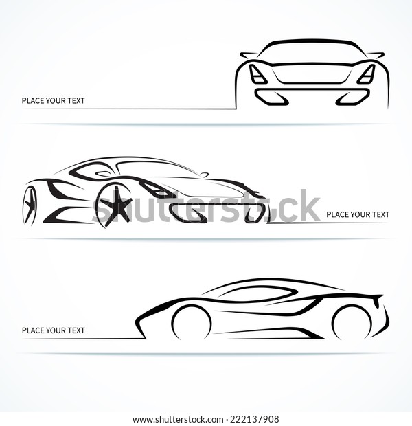 Set\
of modern sports car silhouettes. Vector\
illustration