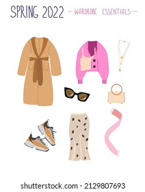 Set of modern spring outfit spring essentials