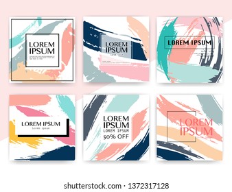 Set of modern square banner design for social media, Promotion square sale banner, Vector illustration. 