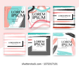 Set of modern square banner design for social media, Promotion square sale banner, Vector illustration. 
