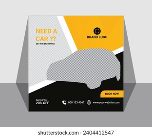 Set of modern square banner template design for car rental promotion. Usable for social media post and web ads.