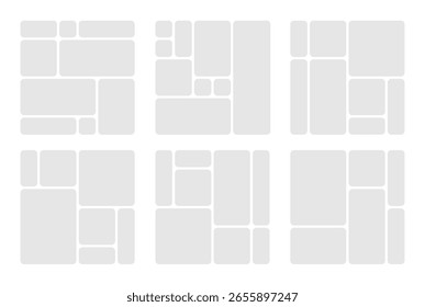 set of modern square bento layout system can be used for aesthetic feed planner or brand board
