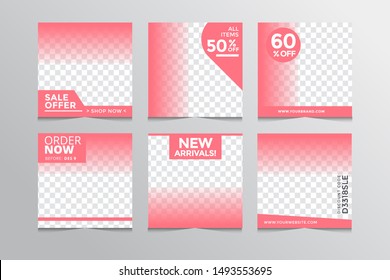 Set modern square editable banner template.Suitable for social media post and web,u002Finternet ads.Vector illustration with photo college.