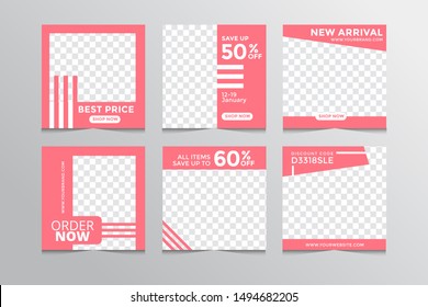 Set modern square editable banner template.Suitable for social media post and web.Vector illustration with photo college.