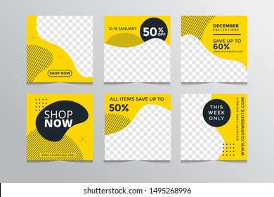 Set modern square editable banner template.Suitable for social media post and web, u002Finternet ads.Vector illustration with photo college.