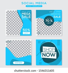 Set modern square editable banner template. Minimalist design. Suitable for social media post and web. Vector illustration with photo college.