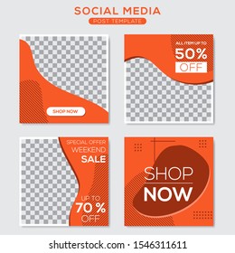 Set modern square editable banner template. Minimalist design. Suitable for social media post and web. Vector illustration with photo college.