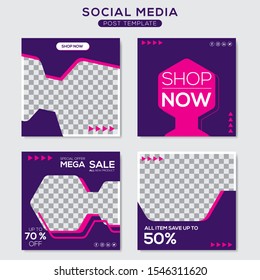 Set modern square editable banner template. Minimalist design. Suitable for social media post and web. Vector illustration with photo college.