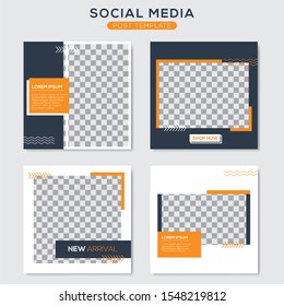 Set modern square editable banner template. Minimalist design. Suitable for social media post and web. Vector illustration with photo college.