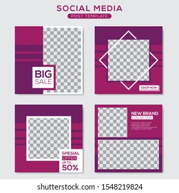 Set modern square editable banner template. Minimalist design. Suitable for social media post and web. Vector illustration with photo college.