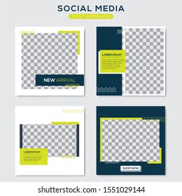 Set modern square editable banner template. Minimalist design. Suitable for social media post and web. Vector illustration with photo college.