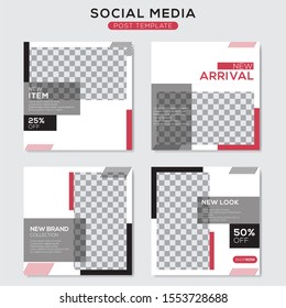 Set modern square editable banner template. Minimalist design. Suitable for social media post and web. Vector illustration with photo college.