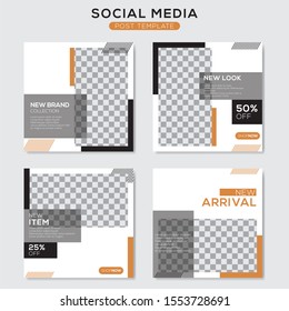 Set modern square editable banner template. Minimalist design. Suitable for social media post and web. Vector illustration with photo college.