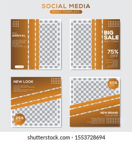 Set modern square editable banner template. Minimalist design. Suitable for social media post and web. Vector illustration with photo college.