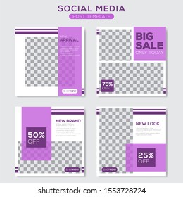 Set modern square editable banner template. Minimalist design. Suitable for social media post and web. Vector illustration with photo college.