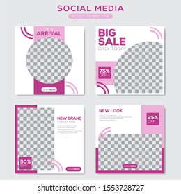 Set modern square editable banner template. Minimalist design. Suitable for social media post and web. Vector illustration with photo college.