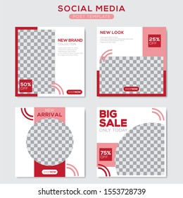 Set modern square editable banner template. Minimalist design. Suitable for social media post and web. Vector illustration with photo college.