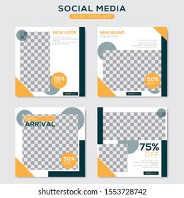 Set modern square editable banner template. Minimalist design. Suitable for social media post and web. Vector illustration with photo college.