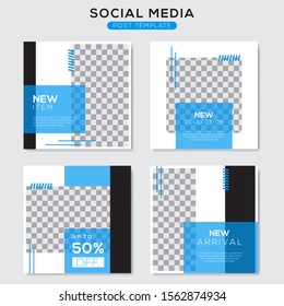 Stellen Sie eine moderne, quadratisch bearbeitbare Bannervorlage ein. Minimalistisches Design. Geeignet für Social Media Post und Web. Vektorillustration mit Fotoschule.