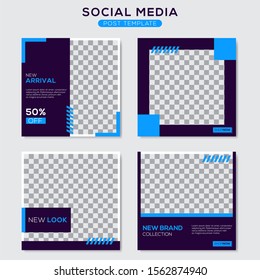 Set modern square editable banner template. Minimalist design. Suitable for social media post and web. Vector illustration with photo college.