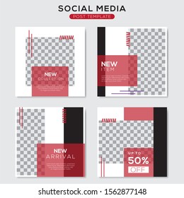 Set modern square editable banner template. Minimalist design. Suitable for social media post and web. Vector illustration with photo college.