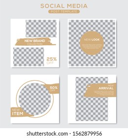 Set modern square editable banner template. Minimalist design. Suitable for social media post and web. Vector illustration with photo college.