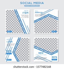 Set modern square editable banner template. Minimalist design. Suitable for social media post and web. Vector illustration with photo college.
