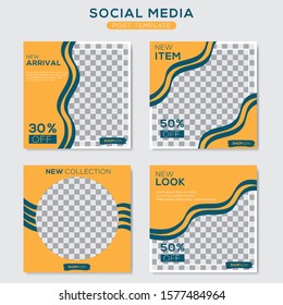 Set modern square editable banner template. Minimalist design. Suitable for social media post and web. Vector illustration with photo college.