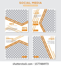 Set modern square editable banner template. Minimalist design. Suitable for social media post and web. Vector illustration with photo college.