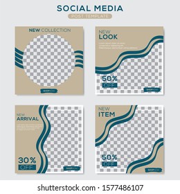Set modern square editable banner template. Minimalist design. Suitable for social media post and web. Vector illustration with photo college.