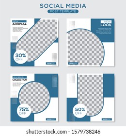 Set modern square editable banner template. Minimalist design. Suitable for social media post and web. Vector illustration with photo college.