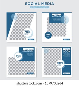 Set modern square editable banner template. Minimalist design. Suitable for social media post and web. Vector illustration with photo college.